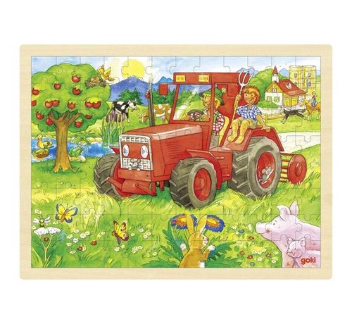 GOKI Puzzel Trekker met Dieren Hout