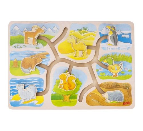 GOKI Schuifpuzzel Dieren Hout