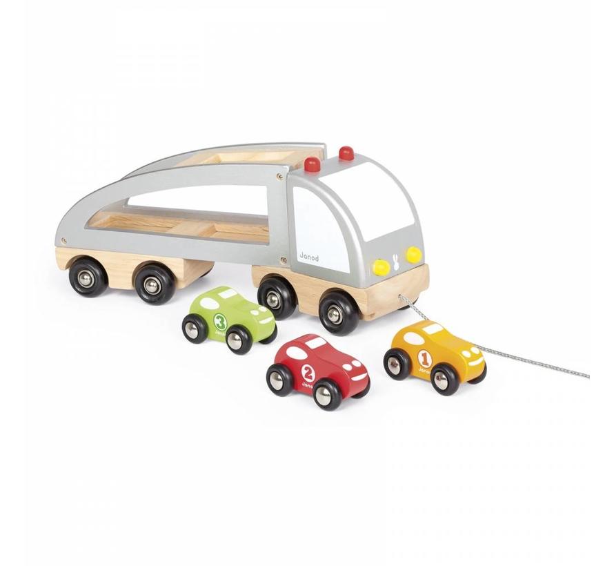 Trekfiguur Vrachtwagen met 3 Racewagens