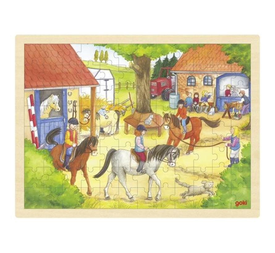 Goki Puzzel Ponyboerderij Manege Hout