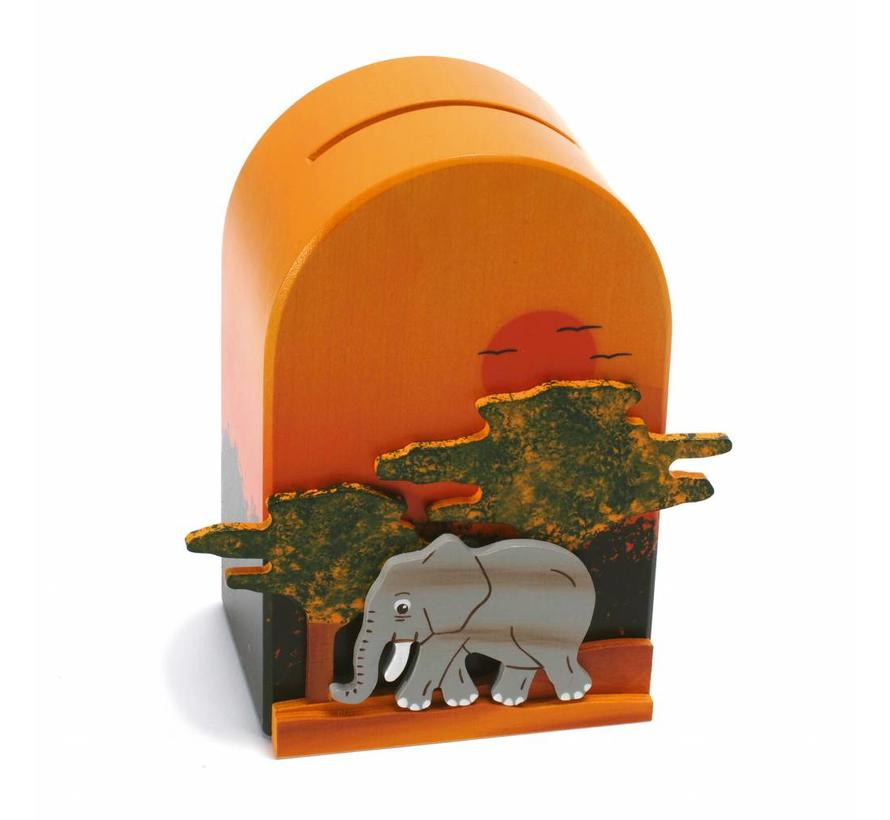 Spaarpot 3D Olifant Hout