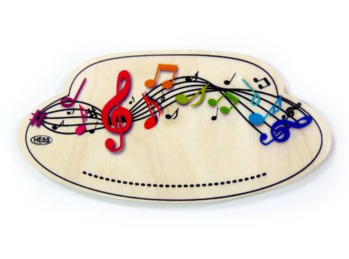 Hess Naambord Kinderkamer Muzieknoten Hout