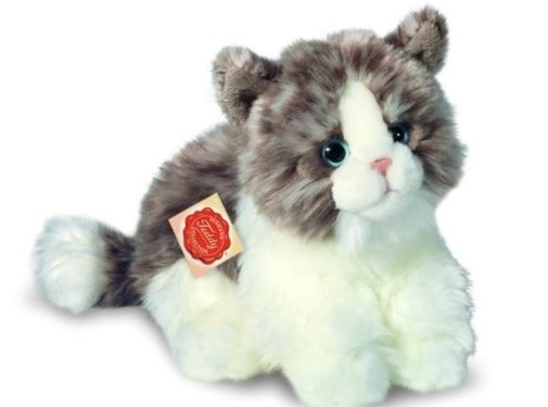 Hermann Teddy Knuffel Kat Grijs Wit