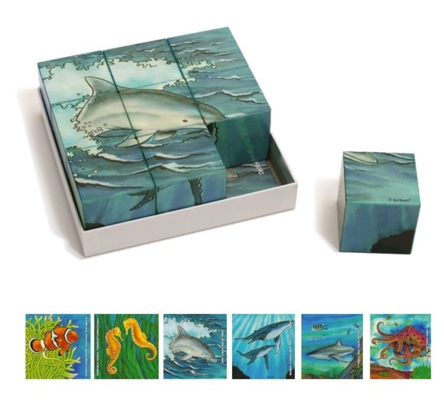 Blokkenpuzzel Zeedieren Hout