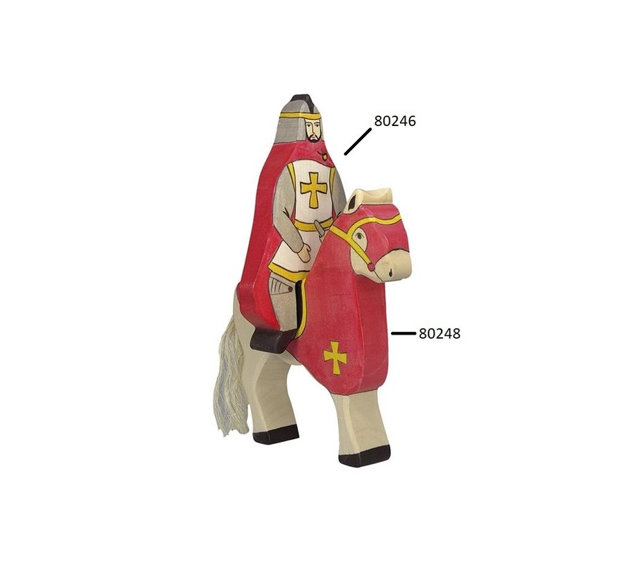 Knight Red Coat Sitting on Horse 80246