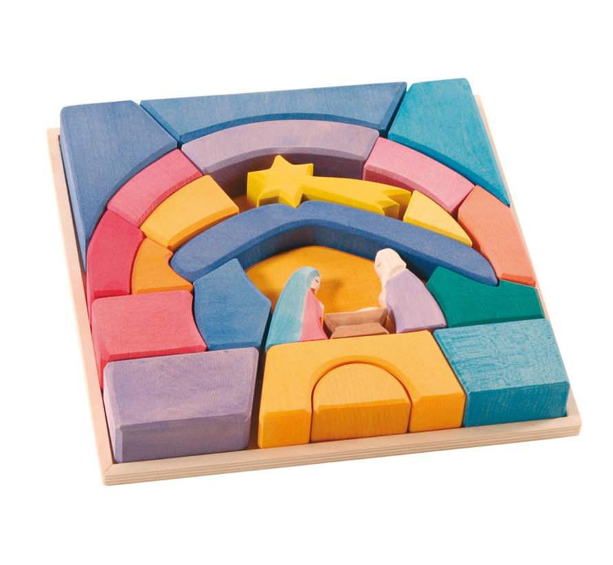 Block Box Rainbow Nativity Scene