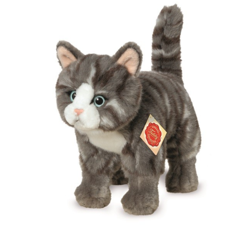 Hermann Teddy Stuffed Animal Cat Grey Standing
