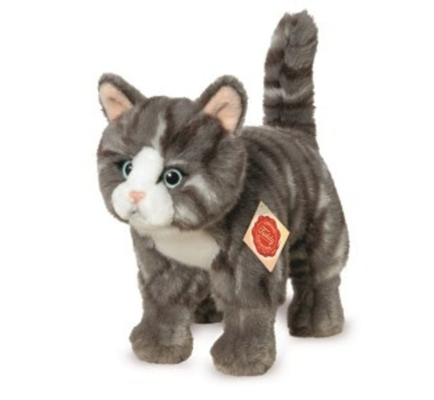 Stuffed Animal Cat Grey Standing