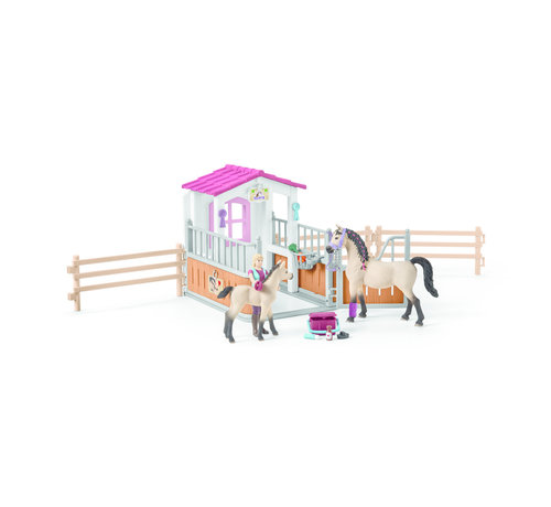 Schleich Horse stall with Arab horses and groom 42369