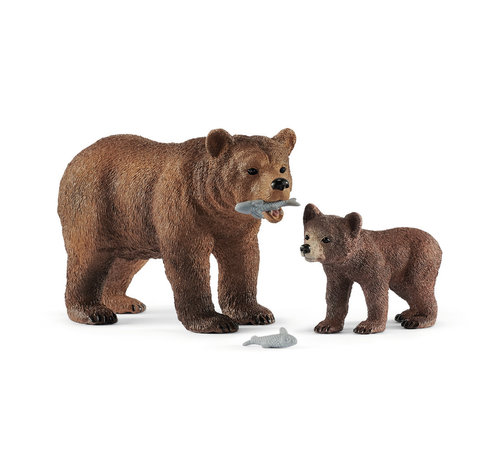 Schleich Grizzly bear mother with cub 42473