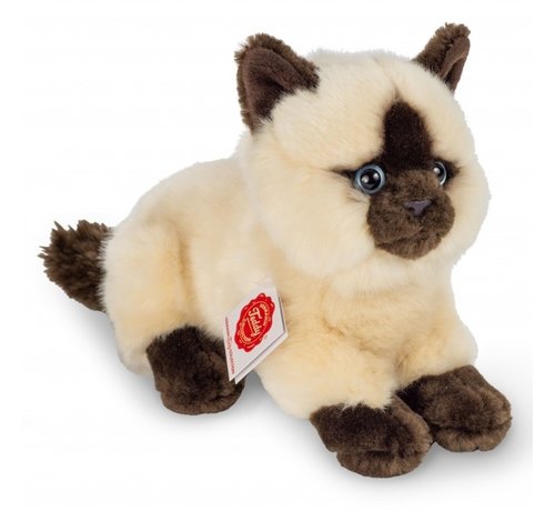 Hermann Teddy Stuffed Animal Cat Siamees Lying Down