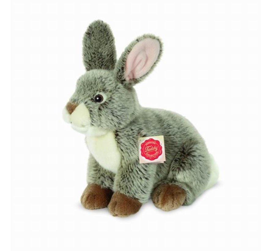 Stuffed Animal Hare Sitting Gray