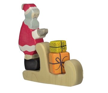 Holztiger Kerstman met Arreslee en Cadeautjes