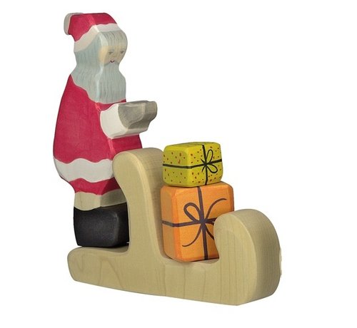 Holztiger Kerstman met Arreslee en Cadeautjes