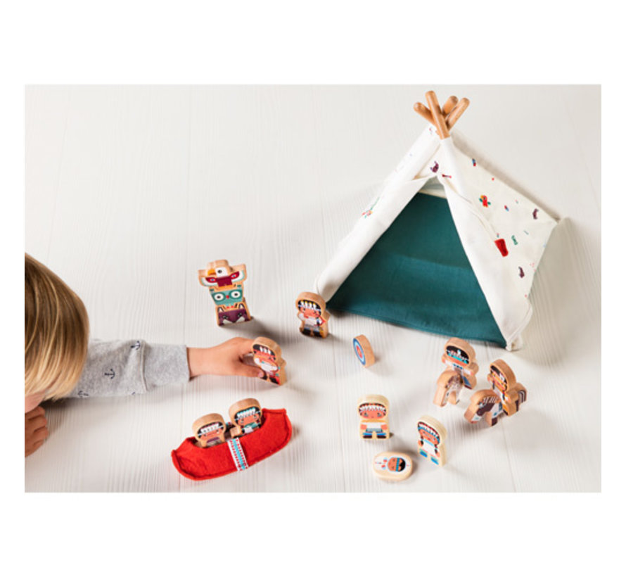 Formulering Desillusie bal Lilliputiens Speelset Wigwam en Indianen - HOUTENDIERSHOP.com