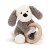 Jellycat Shooshu Puppy Wooden Ring Toy