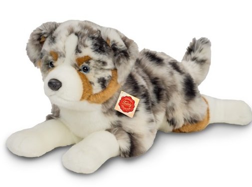 Hermann Teddy Knuffel Hond Australian Shepherd Liggend