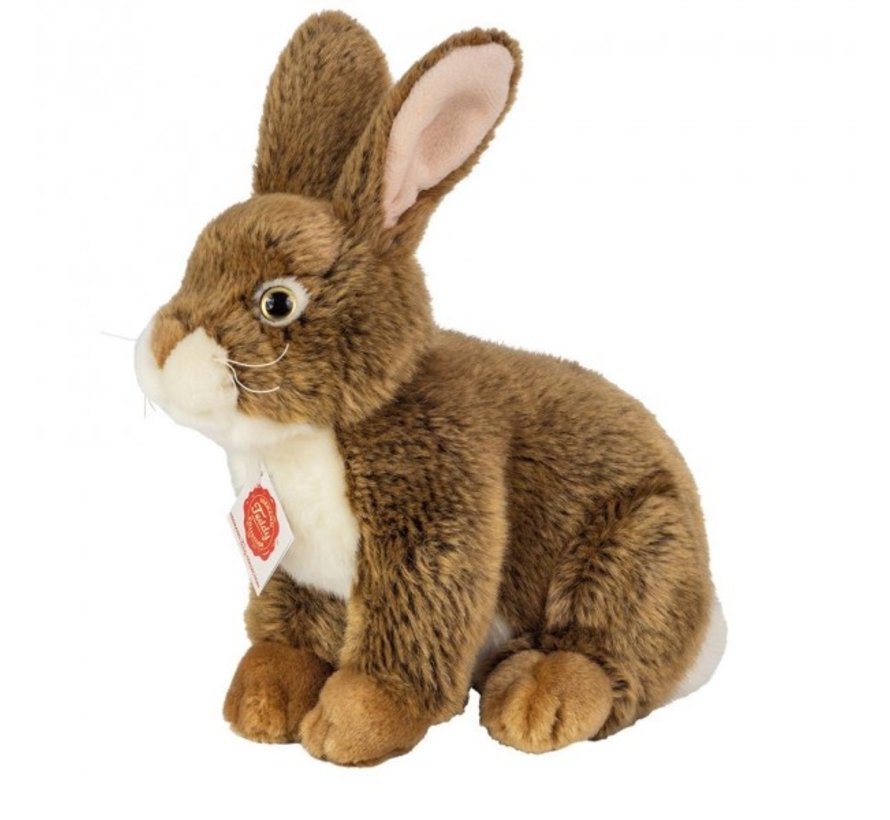 Stuffed Animal Hare Sitting Dark Brown 25 cm