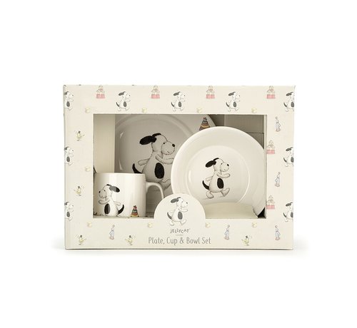 Jellycat Servies Set Bashful Hond Kom, Kopje en Bord