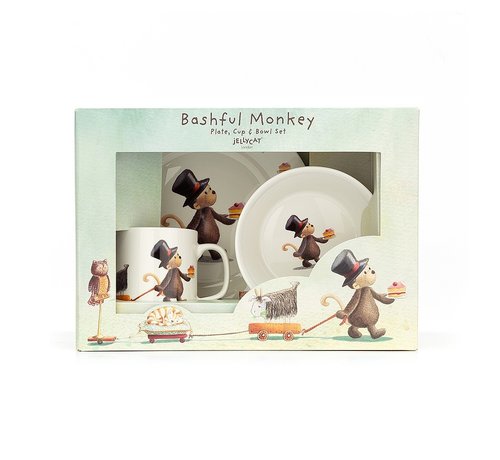 Jellycat Servies Set Bashful Monkey Kom, Kopje en Bord