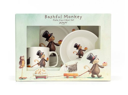 Jellycat Servies Set Bashful Monkey Kom, Kopje en Bord