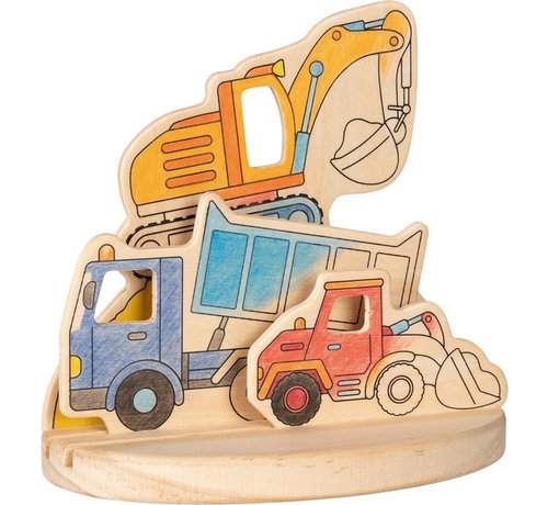 GOKI Wooden colouring picture, construction vehicles