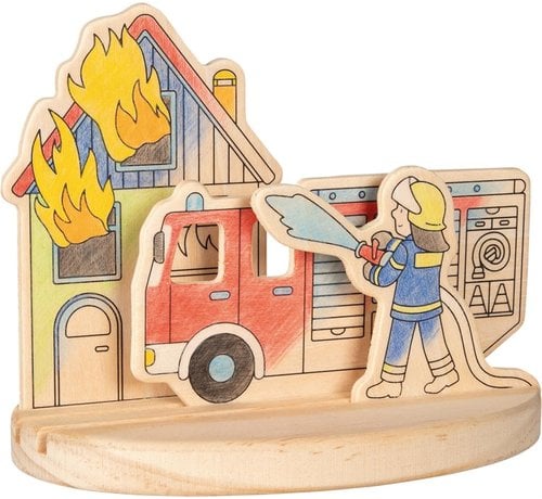 GOKI Wooden colouring picture, fire engines