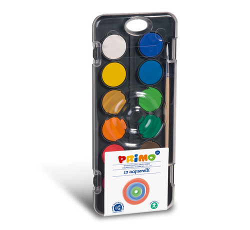 Primo Aquarelverf tablet/penseel ø30mm (12 kleuren)