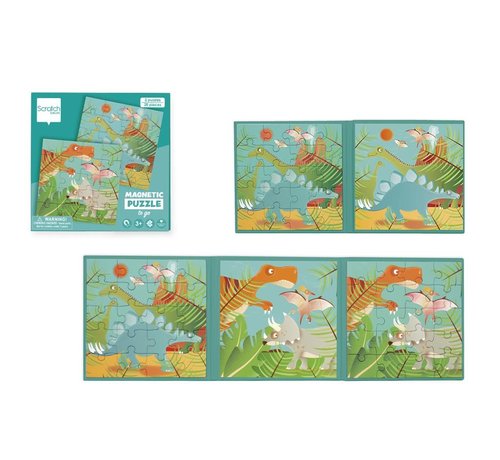 Scratch Magneet Puzzelboek Dinosauriers