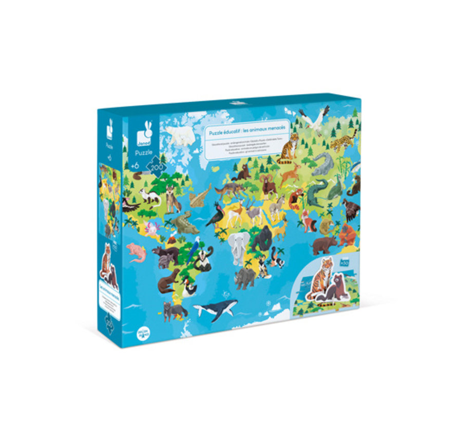 Puzzel Educatief Bedreigde Diersoorten 200 pcs