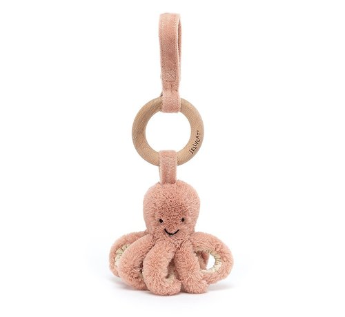 Jellycat Knuffel Rammelaar Inktvis Odell Octopus Wooden Ring Toy