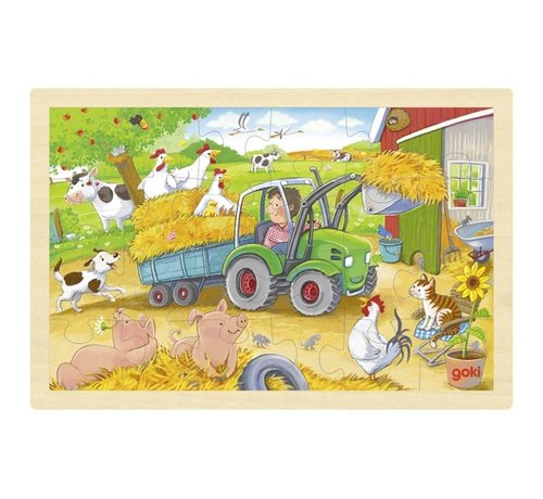 GOKI Puzzel Boerderij met Tractor 24-pcs