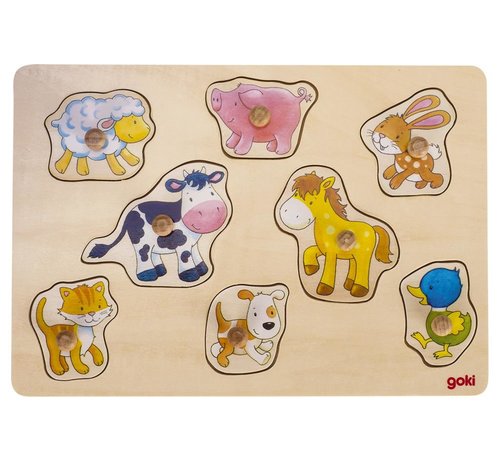 GOKI Puzzel Boerderijdieren Hout 8-pcs