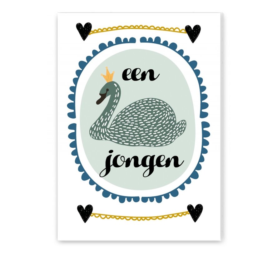 Wenskaart Een Jongen (zwaan)