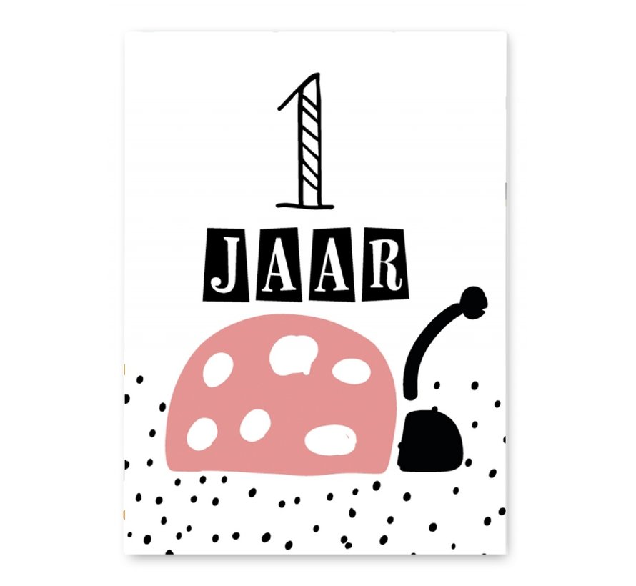 Wenskaart 1 Jaar Lieveheersbeestje