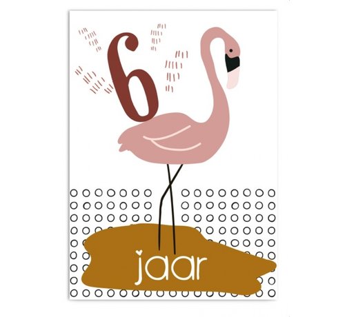 Pepermints Wenskaart 6 Jaar Flamingo