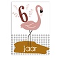 Wenskaart 6 Jaar Flamingo