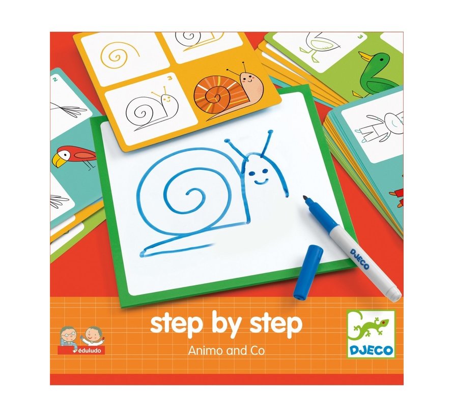 Tekenkaarten Step by Step Dieren