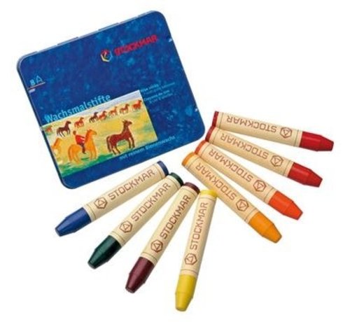Stockmar Wax Crayons Tincase 8 Stick Waldorf Ass.
