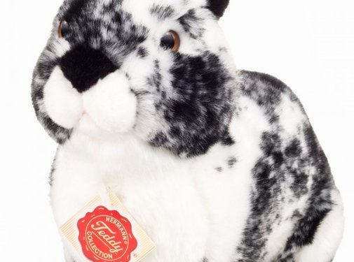 Hermann Teddy Stuffed Animal Hare Sitting Black White 22 cm