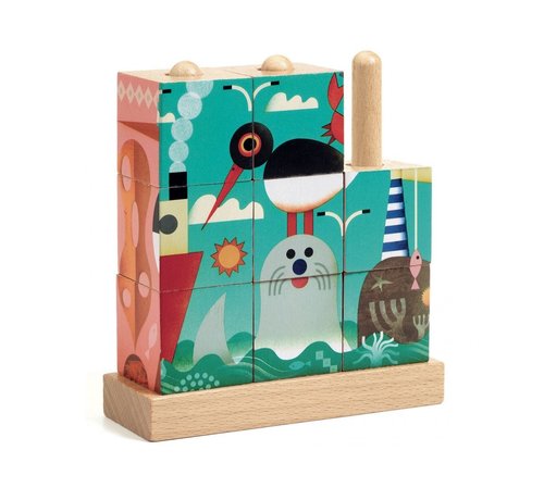 Djeco 9 Wooden Blocs Puzzle Puzz Up Sea