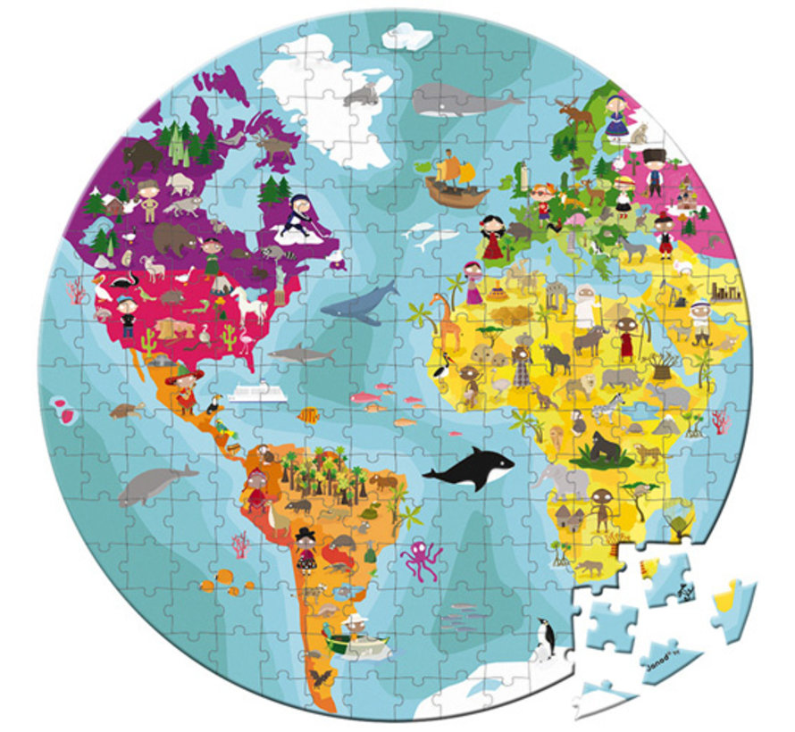 Puzzel Wereld Dubbelzijdig in Opbergkoffer 208 pcs