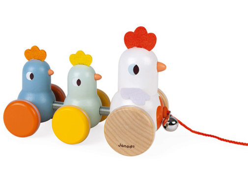 Janod Trekfiguur Haan met Kippen