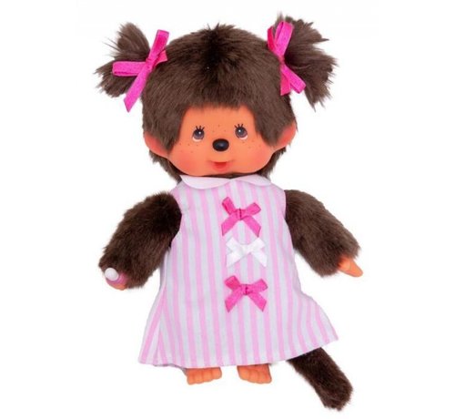 Monchhichi Knuffel Pop Meisje Pink Ribbon Dress 20 cm