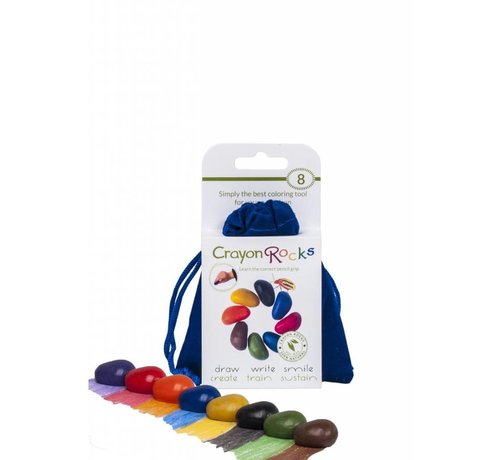 Crayon Rocks 8 Colors in a Blue Velvet Bag