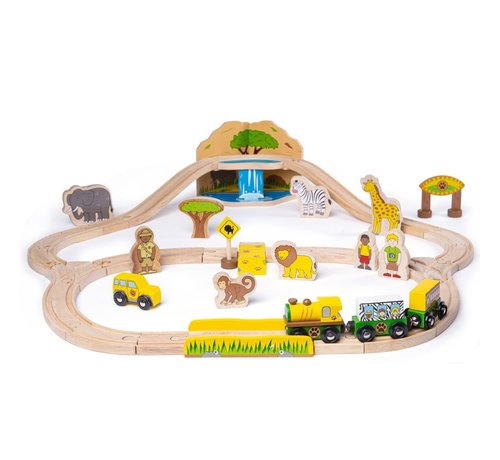 Bigjigs Houten Trein Set Safari 38-delig