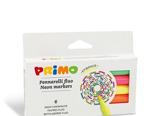 Primo Neon Markers in Carton Box 6 colours