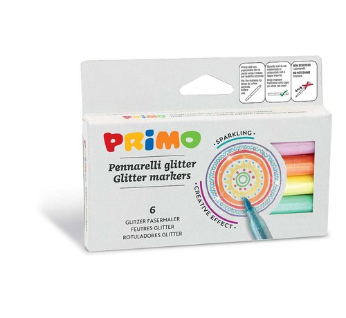 Primo Viltstiften Glitter Dun ø2 mm Set 6-delig in doos