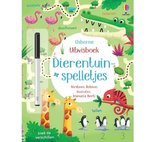 Uitgeverij Usborne Uitwisboek Dierentuinspelletjes