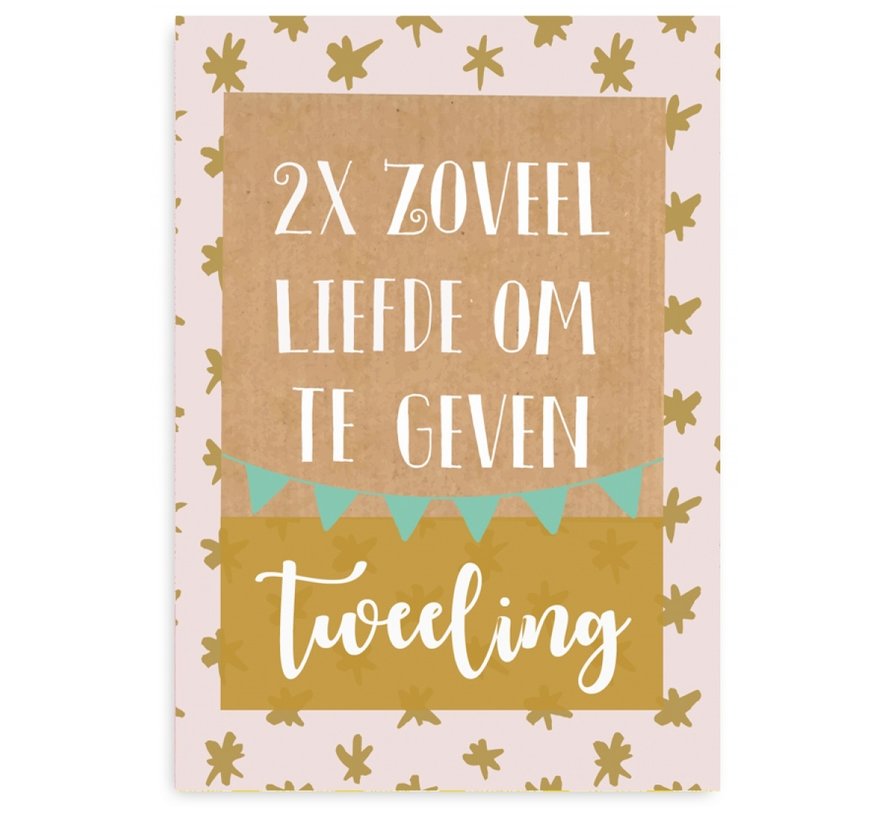 Wenskaart 2x zoveel liefde om te geven (tweeling)